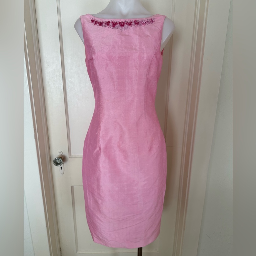 Womens L.K. Bennett Pink Rose Silk Dress size 38 Medium Gorgeous Sophisticated